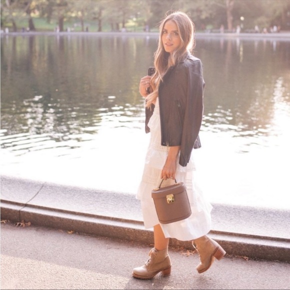 $428 Frye Sabrina 6G Lace Up Dark Brown Real Leather Suede Moto Combat Moto Boot - Picture 3 of 13